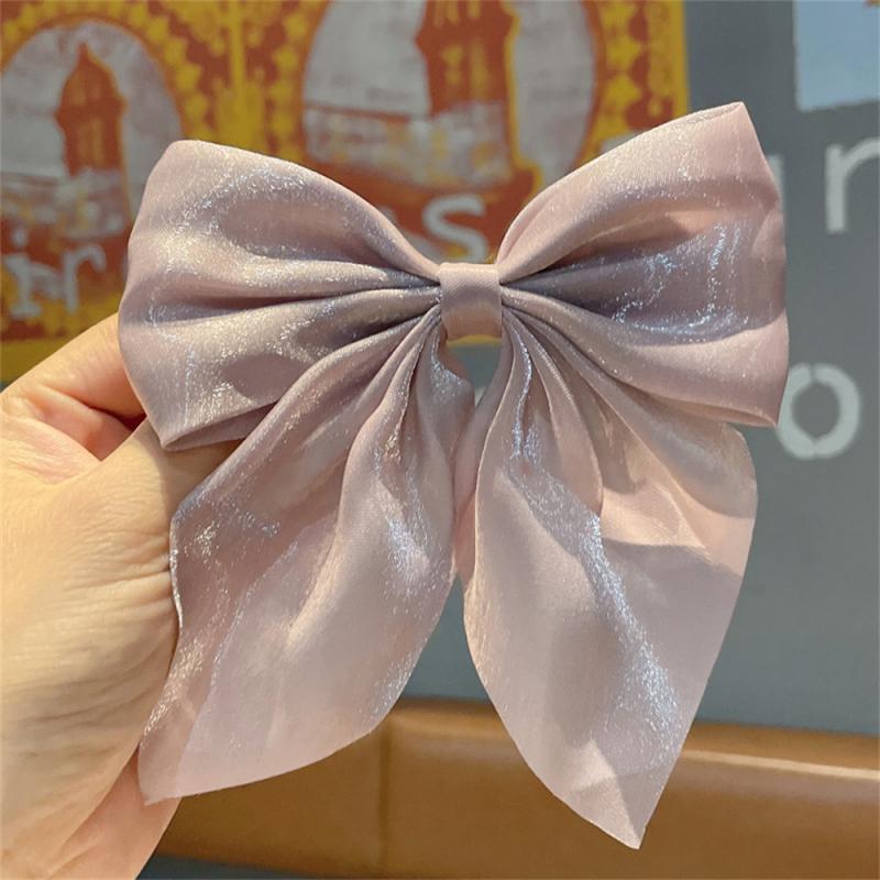 Elegant Solid Color Big Bow Hair Clip Women Student