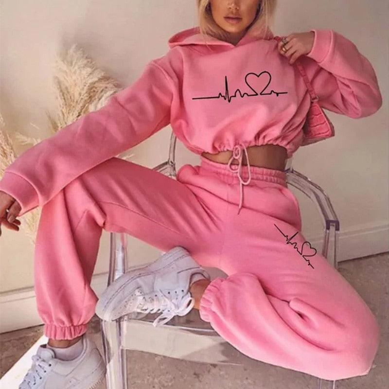 Loose Style Sweater Crop Top Women Two Piece Set 2023