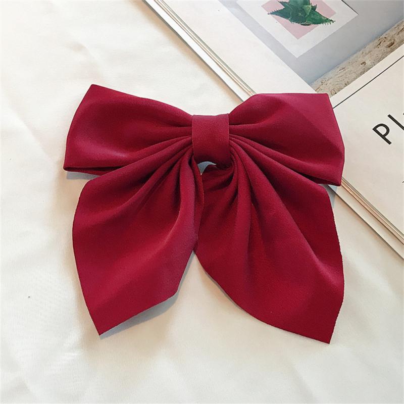 Elegant Solid Color Big Bow Hair Clip Women Student