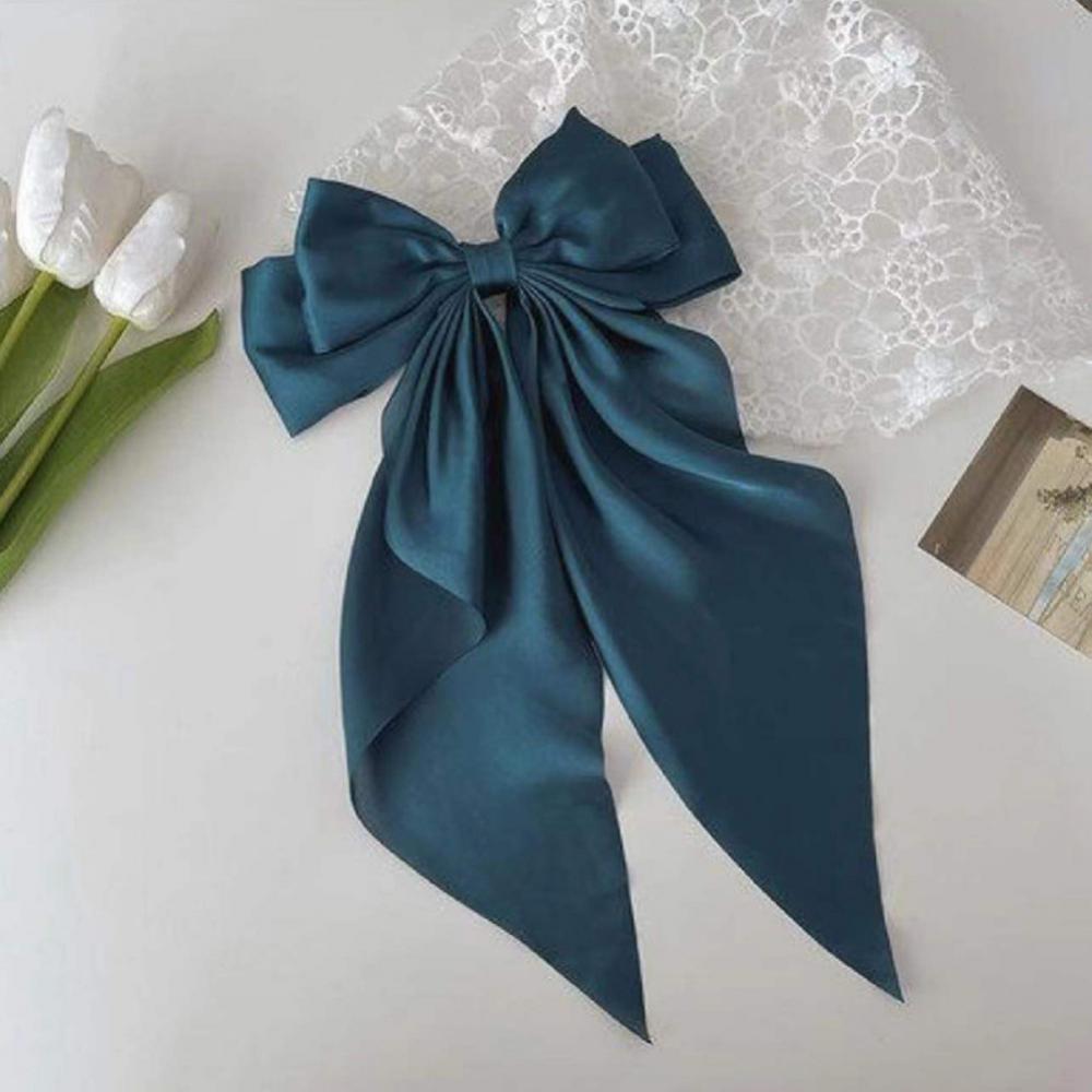 Elegant Solid Color Big Bow Hair Clip Women Student
