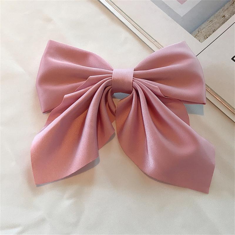 Elegant Solid Color Big Bow Hair Clip Women Student