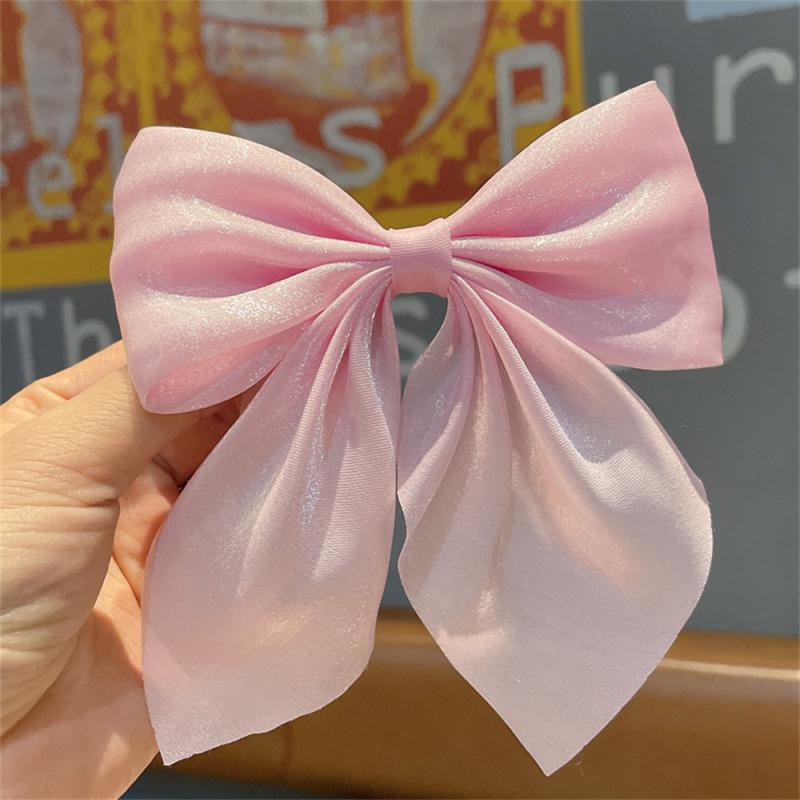 Elegant Solid Color Big Bow Hair Clip Women Student