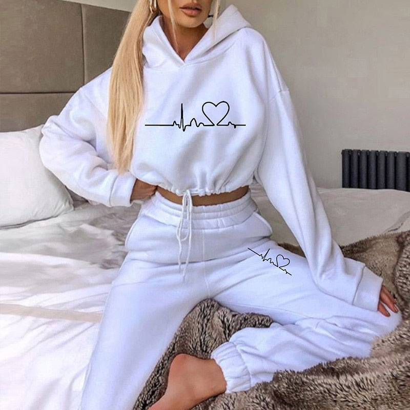 Loose Style Sweater Crop Top Women Two Piece Set 2023