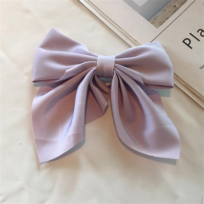 Elegant Solid Color Big Bow Hair Clip Women Student