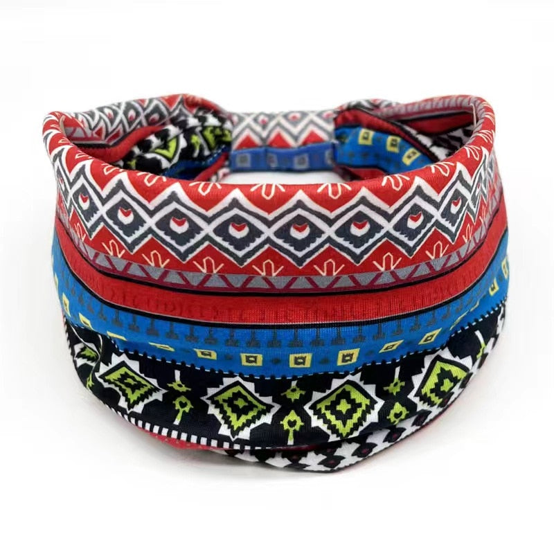 New African Pattern Print Wide Headband for Women Twist Style Hair Bandanas Head Wrap Elastic Headwear Turban Girls Accessories