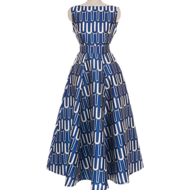 Fashion Flower Print Vintage Elegant A Line Party Dresses Women