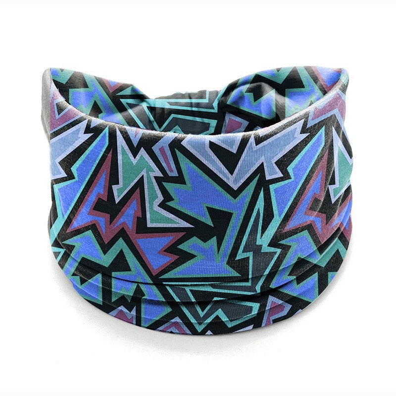 New African Pattern Print Wide Headband for Women Twist Style Hair Bandanas Head Wrap Elastic Headwear Turban Girls Accessories