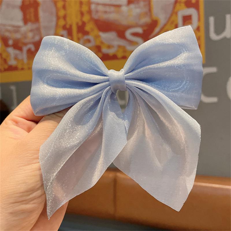 Elegant Solid Color Big Bow Hair Clip Women Student