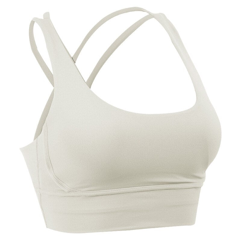 New Push Up Sports Bra Yoga Vest Cross Back Fitness Sexy Padded Top Gym Shock Absorbing Running Breathable Crop Top Sportswear