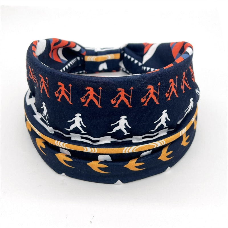 New African Pattern Print Wide Headband for Women Twist Style Hair Bandanas Head Wrap Elastic Headwear Turban Girls Accessories