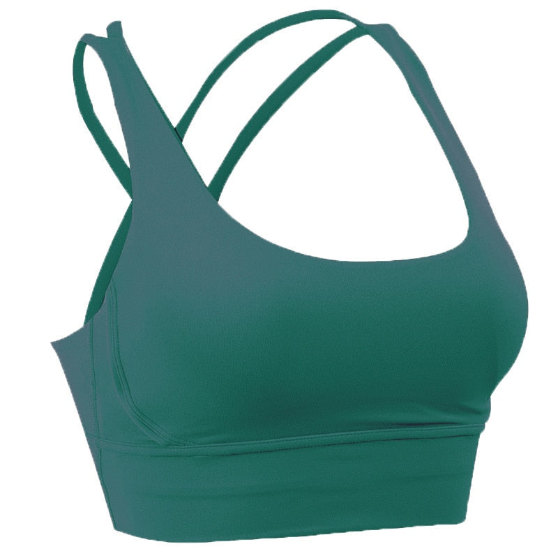 New Push Up Sports Bra Yoga Vest Cross Back Fitness Sexy Padded Top Gym Shock Absorbing Running Breathable Crop Top Sportswear
