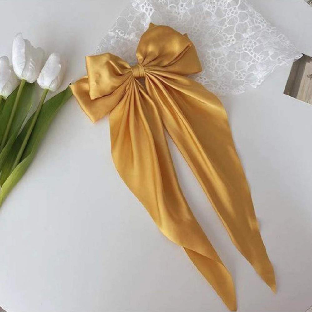 Elegant Solid Color Big Bow Hair Clip Women Student