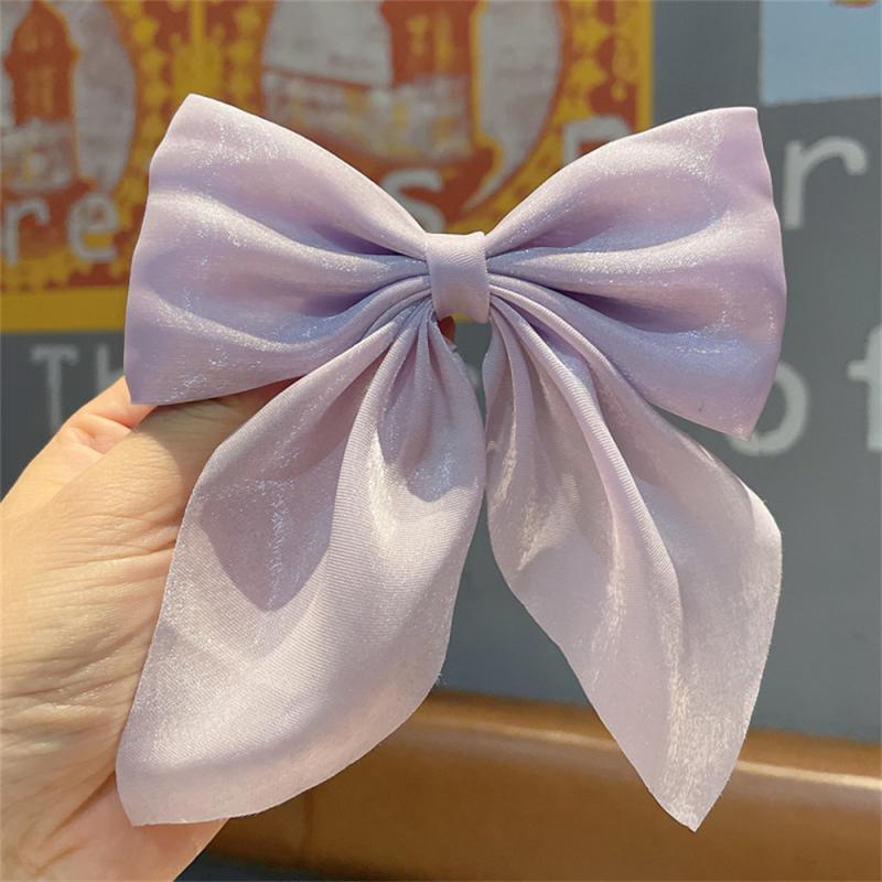 Elegant Solid Color Big Bow Hair Clip Women Student