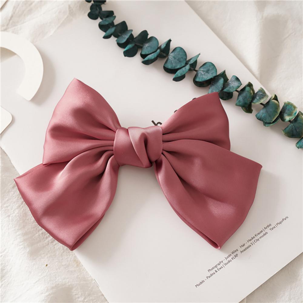 Elegant Solid Color Big Bow Hair Clip Women Student