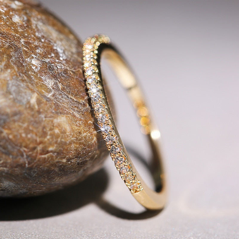 Thin Rings for Women Wedding Brilliant Cubic Zircon High Quality