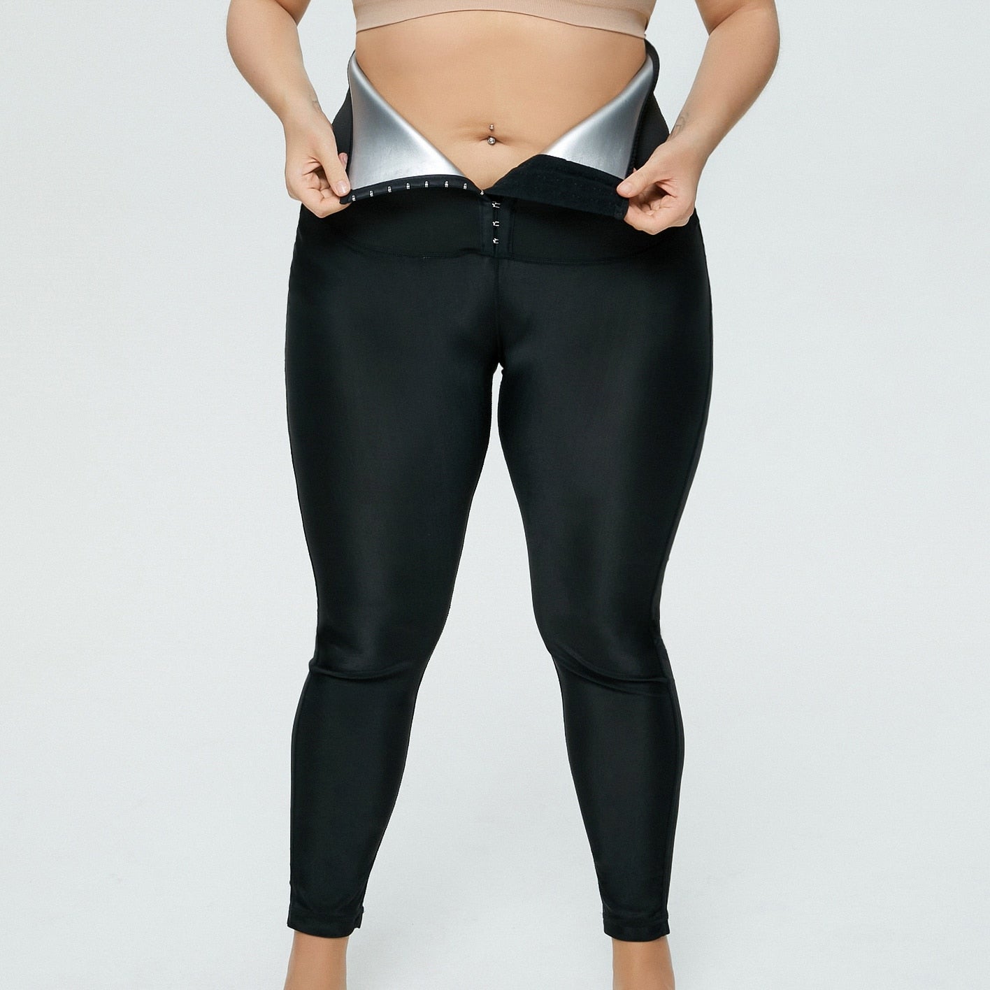 Women's Abdomen Control Hip Lift Trousers Sports Sweating Sauna Pants Plus Size